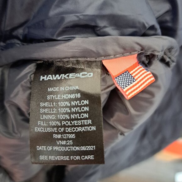 NWT Hawke & Co Men’s Featherless Fill Puffer lightweight hooded packable blue XL - Picture 8 of 11